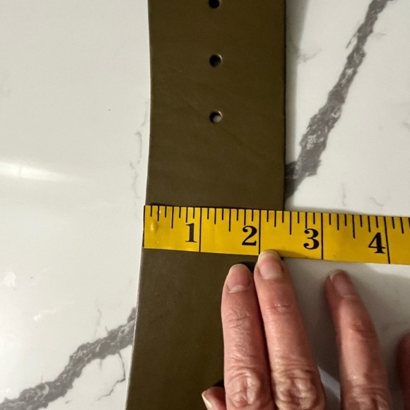 Talbots Wide Genuine Leather Olive Belt Brass and Leather Buckle Size Small - Picture 7 of 8